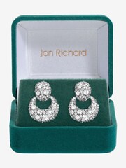 Jon Richard Silver Rhodium Plated and Cubic Zirconia Door Knocker Earrings Gift Box - Image 1 of 3