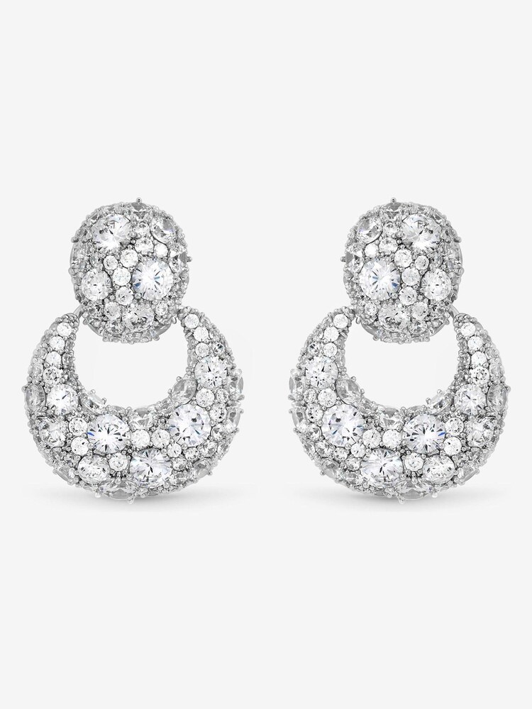 Jon Richard Silver Rhodium Plated and Cubic Zirconia Door Knocker Earrings Gift Box - Image 2 of 3 Jon Richard Silver Rhodium Plated and Cubic Zirconia Door Knocker Earrings Gift Box - Image 2 of 3