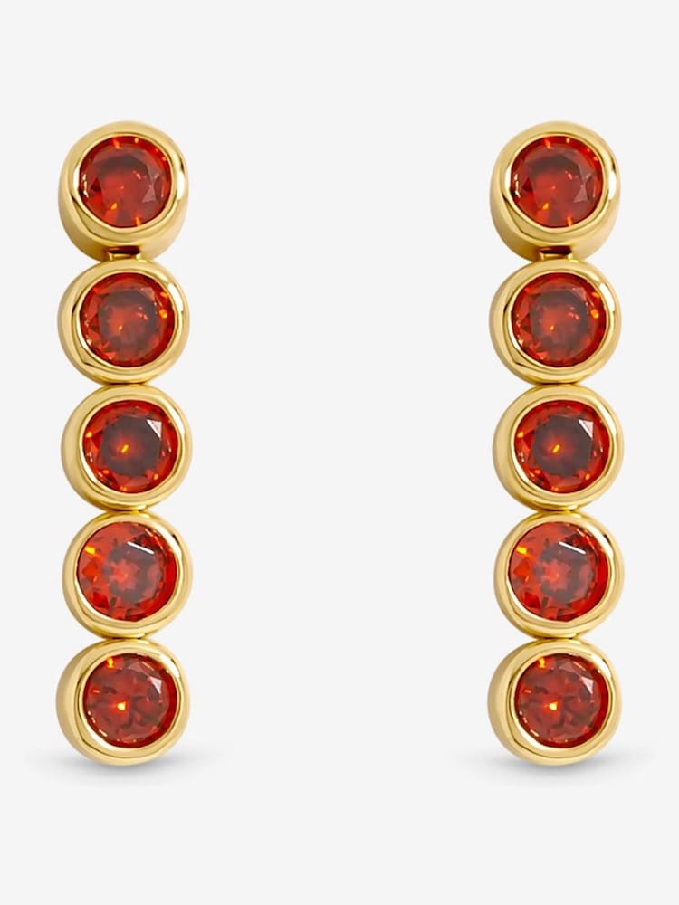 Jon Richard Gold 14K Plated and Red Cubic Zirconia Tennis Earrings Gift Box - Image 1 of 4 Jon Richard Gold 14K Plated and Red Cubic Zirconia Tennis Earrings Gift Box - Image 1 of 4