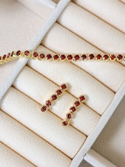 Jon Richard Gold 14K Plated and Red Cubic Zirconia Tennis Earrings Gift Box - Image 2 of 4