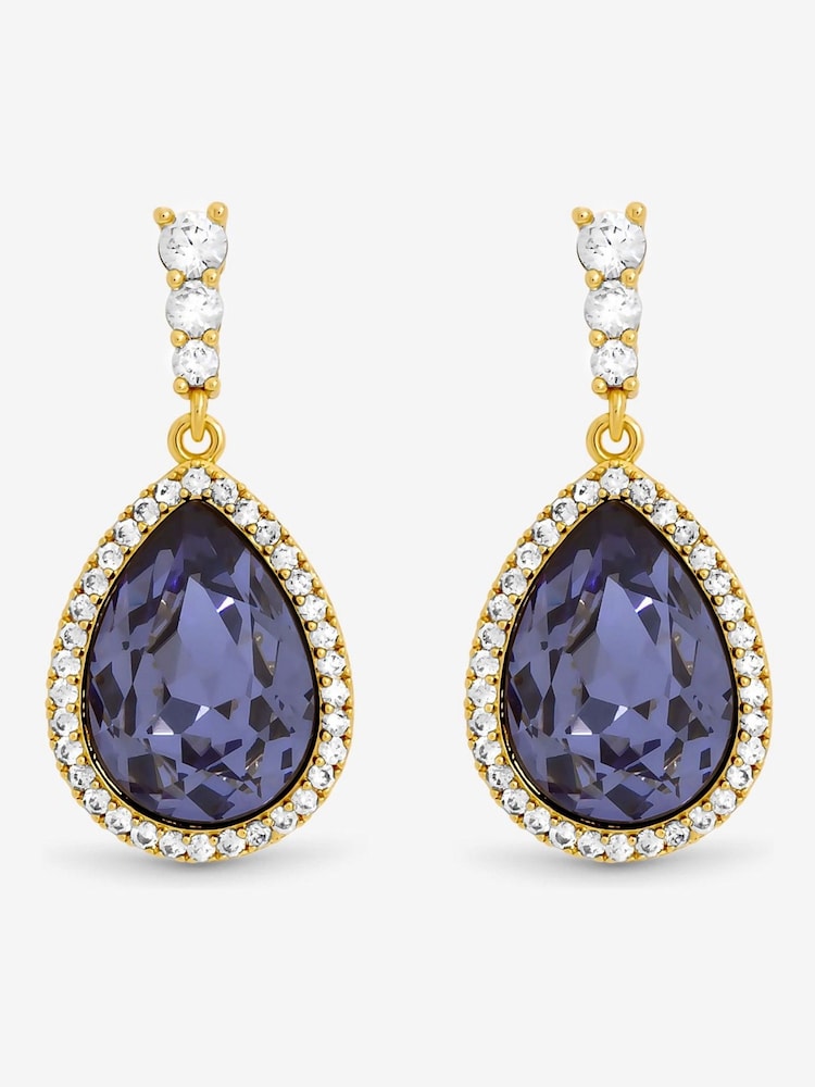 Jon Richard Gold Plated and Tanzanite Pear Drop Earrings - Image 1 of 3