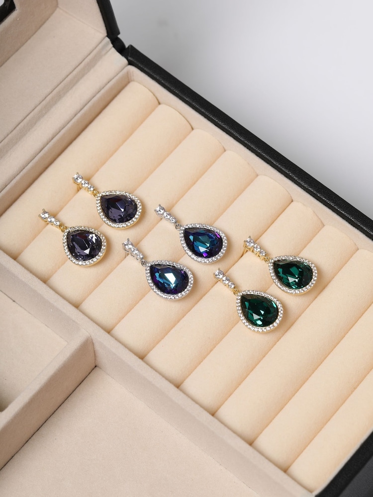 Jon Richard Gold Plated and Tanzanite Pear Drop Earrings - Image 3 of 3