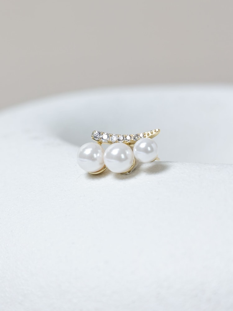 Jon Richard Gold Plated Crystal and Pearl Mini  Climber Earrings - Image 3 of 3