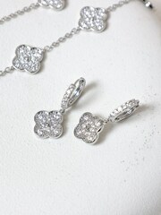 Jon Richard Silver Rhodium Plated and Pave Clover Earrings - Image 2 of 4