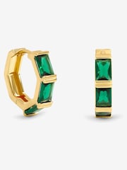 Jon Richard Gold Plated and Emerlald Stone Hoop Earrings - Image 1 of 3