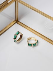 Jon Richard Gold Plated and Emerlald Stone Hoop Earrings - Image 2 of 3