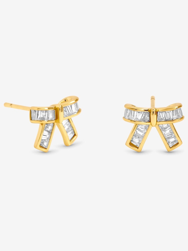 Jon Richard Gold Plated and Crystal Mini Bow Earrings - Image 1 of 2 Jon Richard Gold Plated and Crystal Mini Bow Earrings - Image 1 of 2
