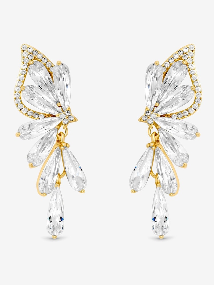 Jon Richard Gold Plated Crystal Floral Droplet Earrings - Image 1 of 3