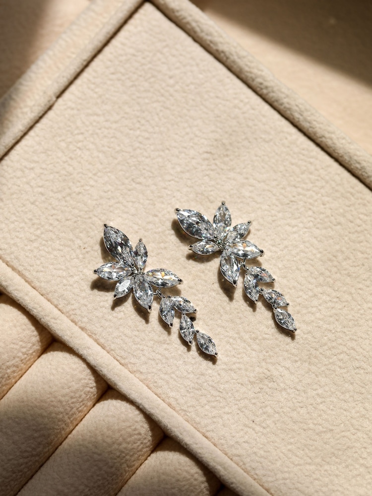 Jon Richard Gold Plated Crystal Floral Droplet Earrings - Image 2 of 3