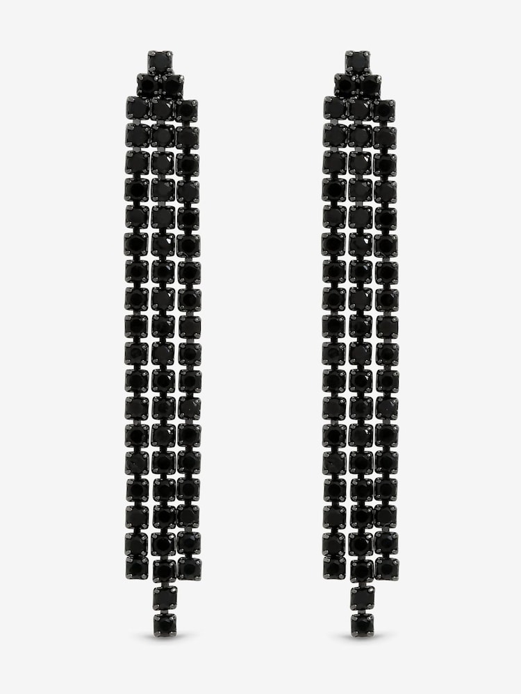 Jon Richard Silver Rhodium Plated and Jet  Drop Earrings - Image 1 of 5