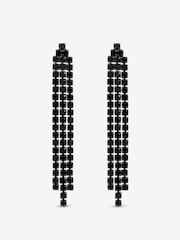 Jon Richard Silver Rhodium Plated and Jet  Drop Earrings - Image 2 of 5