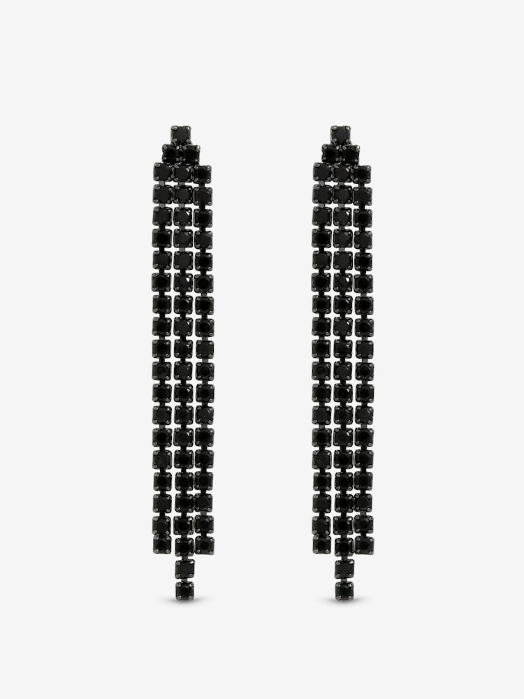 Jon Richard Silver Rhodium Plated and Jet Drop Earrings - Image 2 of 5 Jon Richard Silver Rhodium Plated and Jet Drop Earrings - Image 2 of 5