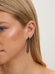 Jon Richard Silver Rhodium Plated and Jet  Drop Earrings - Image 3 of 5