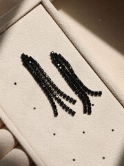 Jon Richard Silver Rhodium Plated and Jet  Drop Earrings - Image 4 of 5