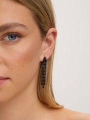 Jon Richard Silver Rhodium Plated and Jet  Drop Earrings - Image 5 of 5