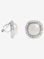 Jon Richard Silver Rhodium Plated and Pearl Clip Earrings - Image 1 of 1