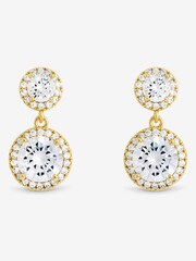 Jon Richard Gold Plated Cubic Zirconia and Pave Halo Drop Earrings - Image 1 of 1