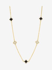 Jon Richard Gold Tone Pave and Jet Clover Necklace - Image 1 of 1