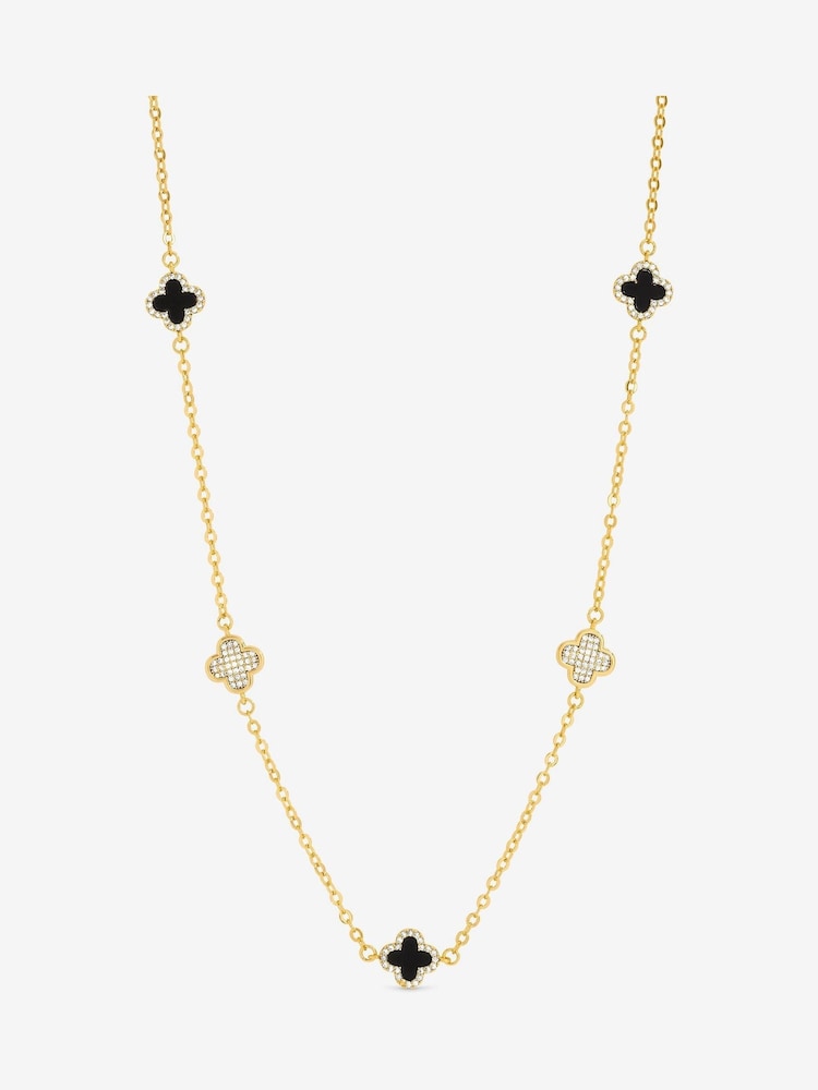 Jon Richard Gold Tone Pave and Jet Clover Necklace - Image 1 of 1