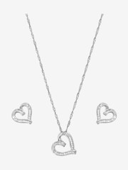Jon Richard Silver Rhodium Plated and Pave Twist Heart Gift Box Set - Image 1 of 2