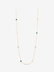 Jon Richard Gold Plated Malachite Clover Station Rope Necklace - Image 1 of 2