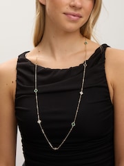 Jon Richard Gold Plated Malachite Clover Station Rope Necklace - Image 2 of 2