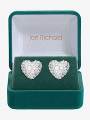 Jon Richard Silver Rhodium Plated and Pave Heart Stud Earrings Gift Box - Image 1 of 4