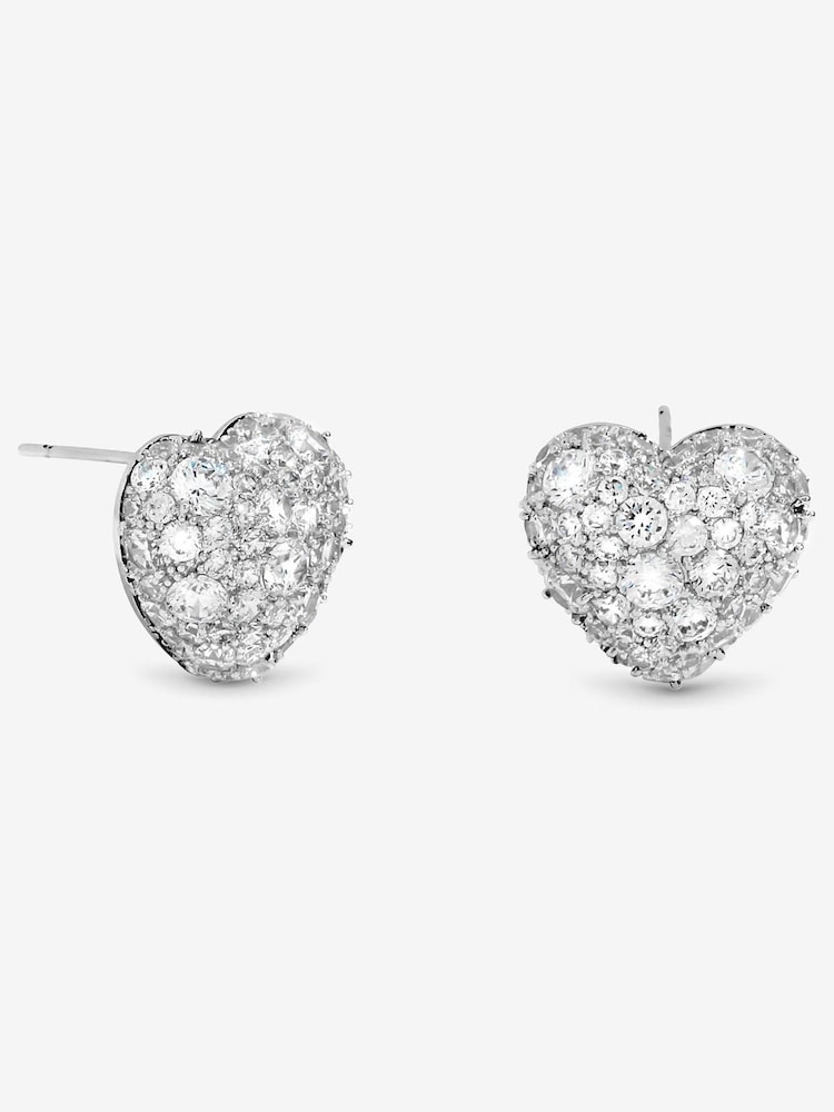 Jon Richard Silver Rhodium Plated and Pave Heart Stud Earrings Gift Box - Image 2 of 4