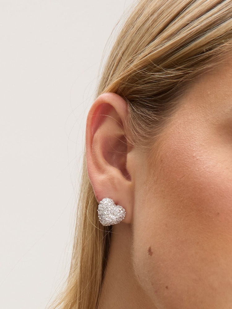 Jon Richard Silver Rhodium Plated and Pave Heart Stud Earrings Gift Box - Image 4 of 4