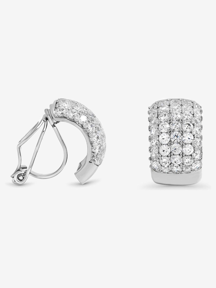 Jon Richard Silver Rhodium Plated Multirow Crystal Clip Earrings - Image 1 of 1 Jon Richard Silver Rhodium Plated Multirow Crystal Clip Earrings - Image 1 of 1