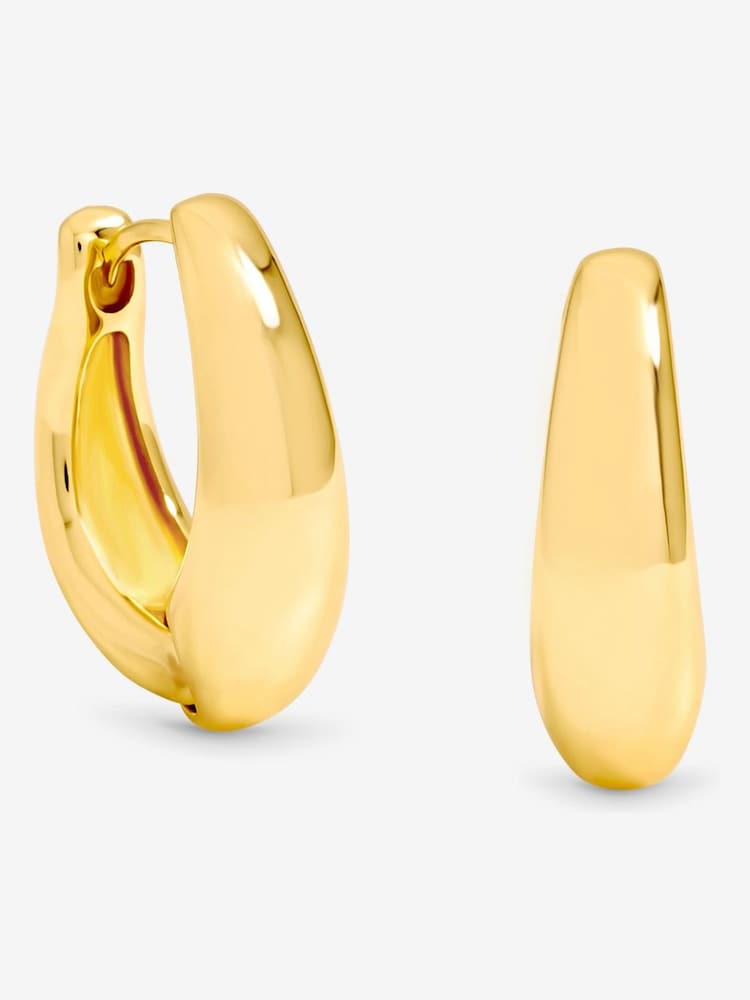 Jon Richard Gold Plated Polished Hoop Earrings - Image 1 of 2