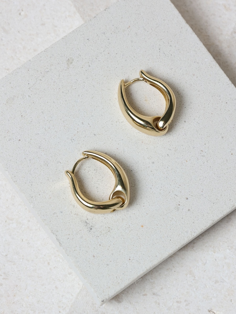 Jon Richard Gold Plated Polished Hoop Earrings - Image 2 of 2