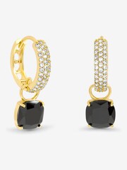 Jon Richard Gold Plated Pave and Jet Huggie Charm Earrings - Image 1 of 1