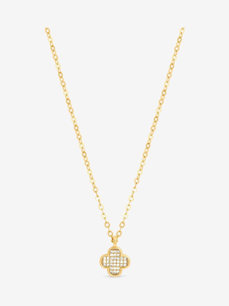 Jon Richard Gold Plated Mirco Pave Clover Pendant - Image 1 of 4