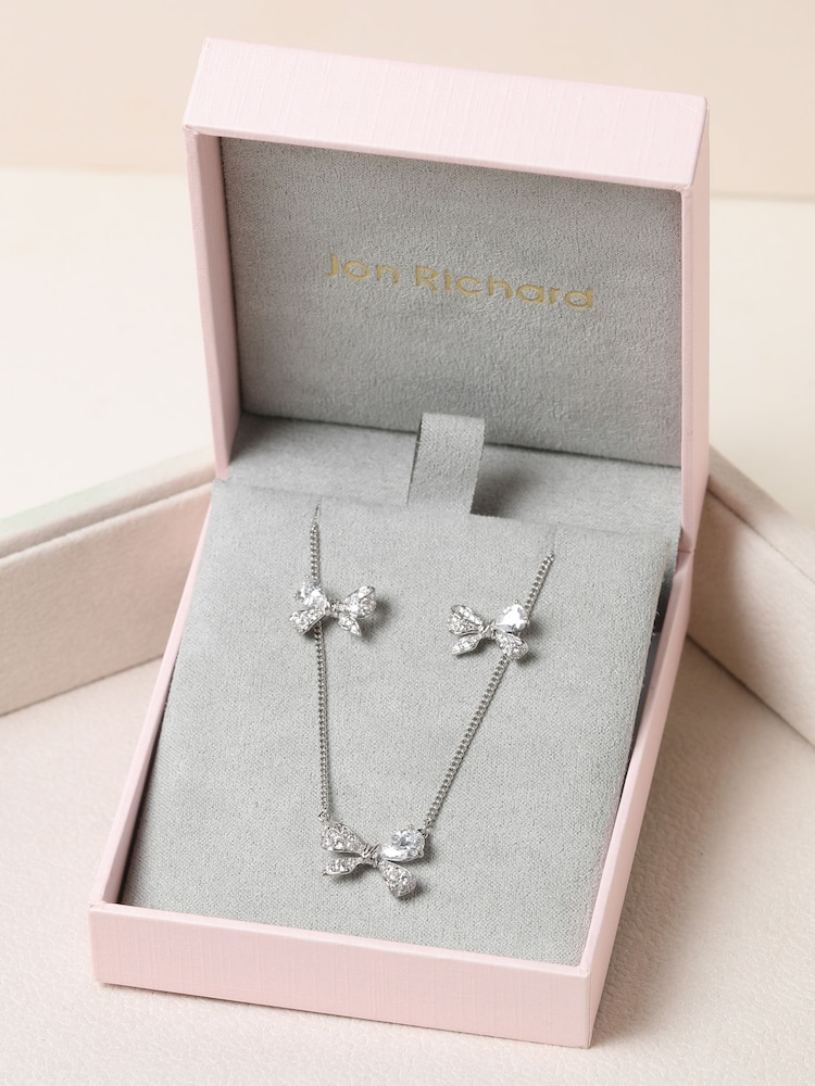 Jon Richard Silver Rhodium Plated Bow Box Set Gift Box - Image 2 of 4 Jon Richard Silver Rhodium Plated Bow Box Set Gift Box - Image 2 of 4