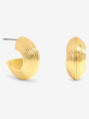 Jon Richard Gold Ribbed Hoop Earrings - Image 1 of 1