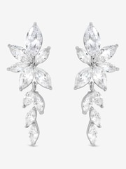 Jon Richard Silver Rhodium Plated Crystal Leaf Drop Earrings - Image 1 of 2