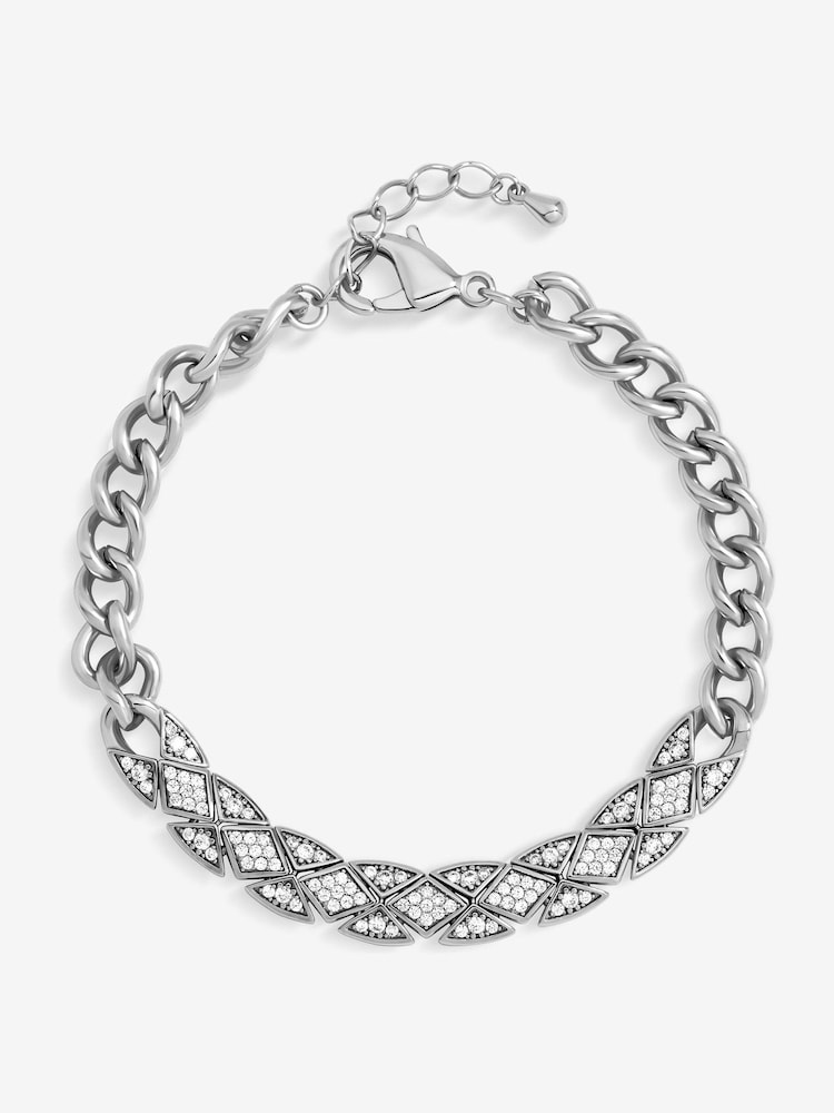 Jon Richard Silver Rhodium Plated and Pave Link Bracelet - Image 1 of 1