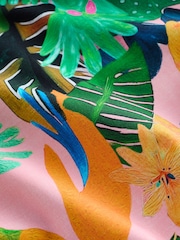 צבע ורוד קורל בדוגמה טרופית - בגד ים מחטב בטן עם מפתח עמוק - תמונה 2 מתוך 4