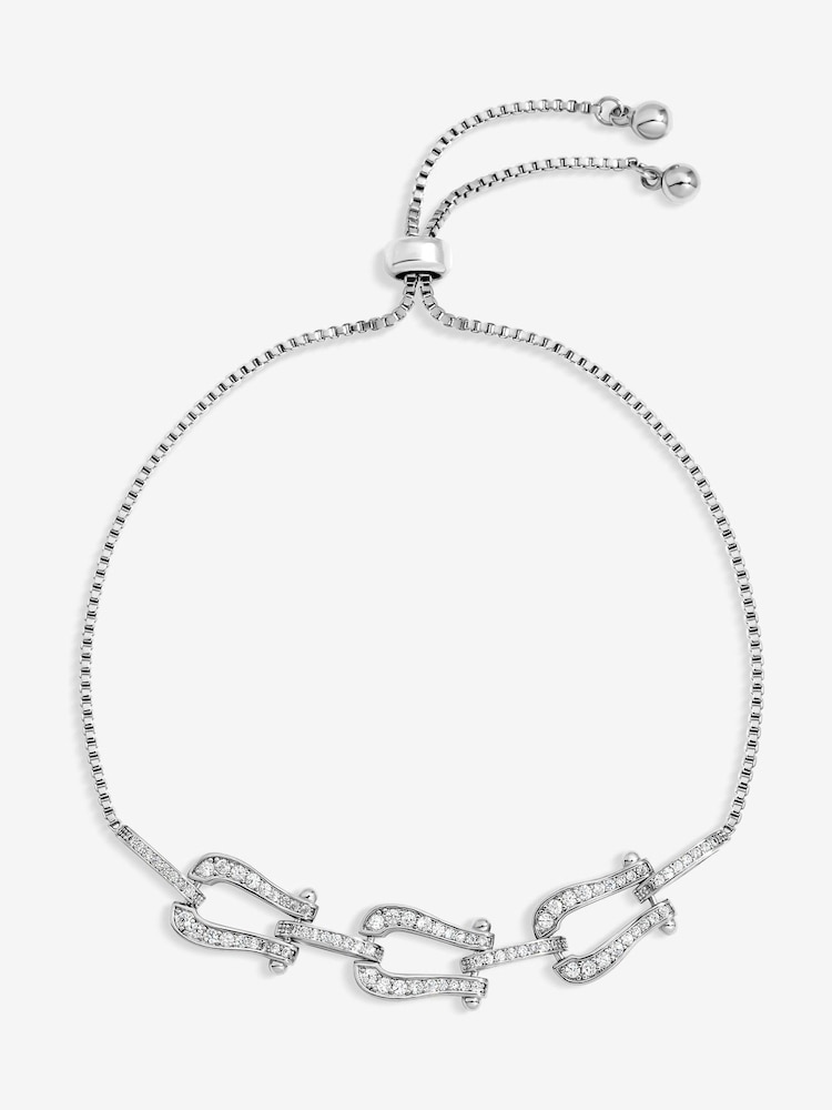 Jon Richard Silver Rhodium Plated and Pave Link Toggle Bracelet - Image 1 of 2 Jon Richard Silver Rhodium Plated and Pave Link Toggle Bracelet - Image 1 of 2