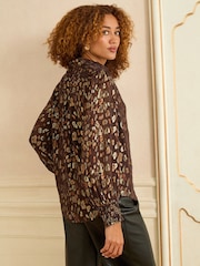 Love & Roses Chocolate Brown Printed Long Sleeve Shirt - Image 4 of 4