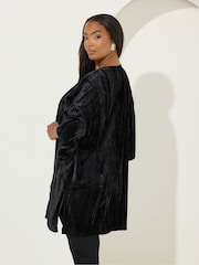 Yours Curve Black Crushed Velour Party Cover-Up - Image 3 of 5