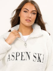 Yours Curve Half Zip Embroidered Sherpa Borg Fleece - Imagen 4 de 5