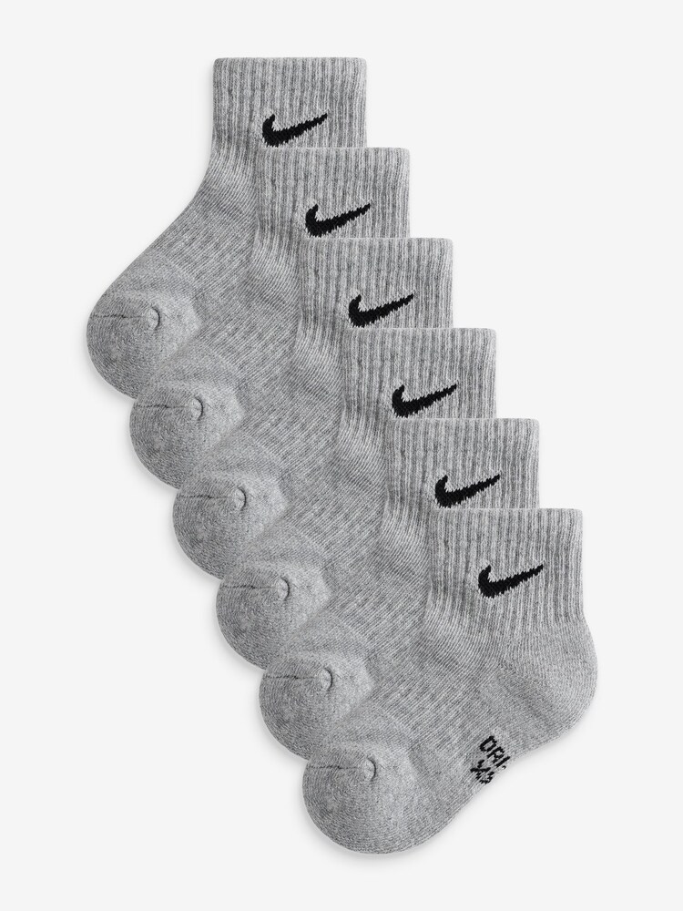 Nike Grey Little Kids Performance Basic Quarter Socks 6 Pack - Image 1 of 7