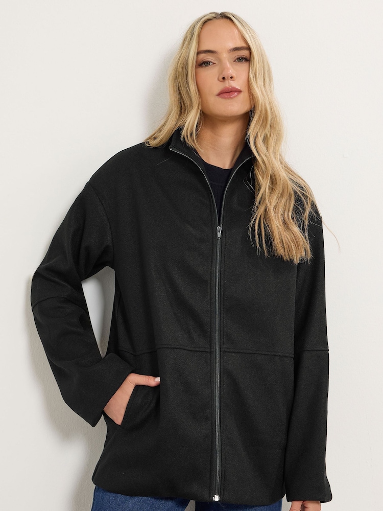 Long Tall Sally Black Funnel Neck Cosy Jacket - Image 1 of 5