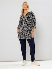 Yours Curve Black Half Placket Shirt - Image 2 of 5