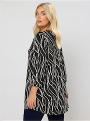 Yours Curve Black Half Placket Shirt - Image 3 of 5
