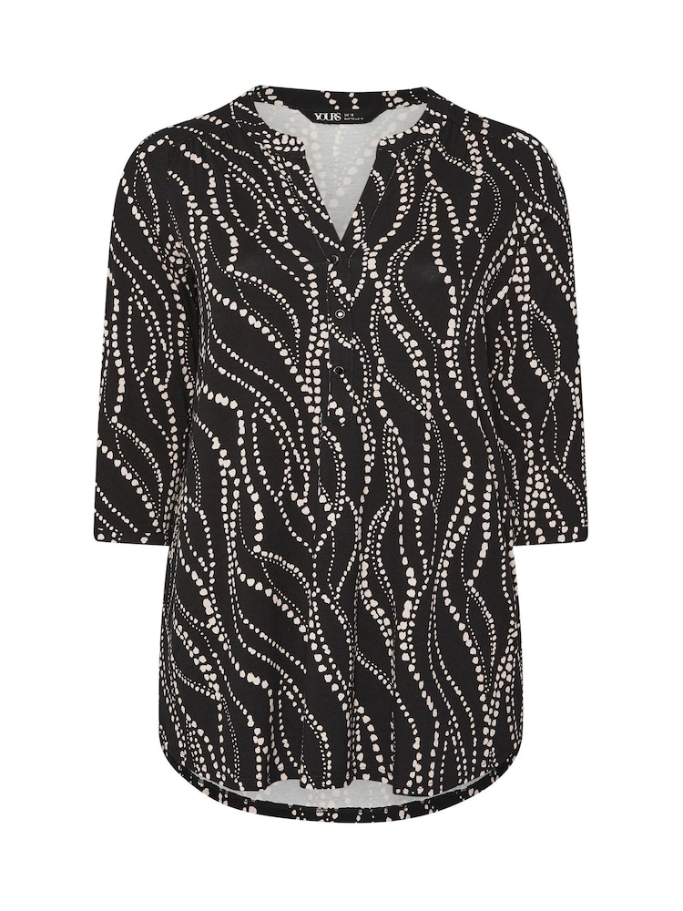 Yours Curve Black Half Placket Shirt - Image 5 of 5