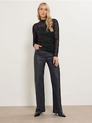 Long Tall Sally Black Burnout Animal High Neck Top - Image 2 of 5