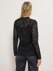 Long Tall Sally Black Burnout Animal High Neck Top - Image 3 of 5